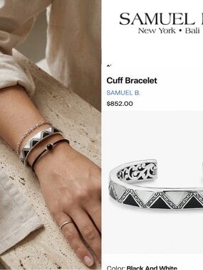 Stamped Samuel B.
Women's Mother-Of-Pearl Cuff sterling silver 925  Bracelet